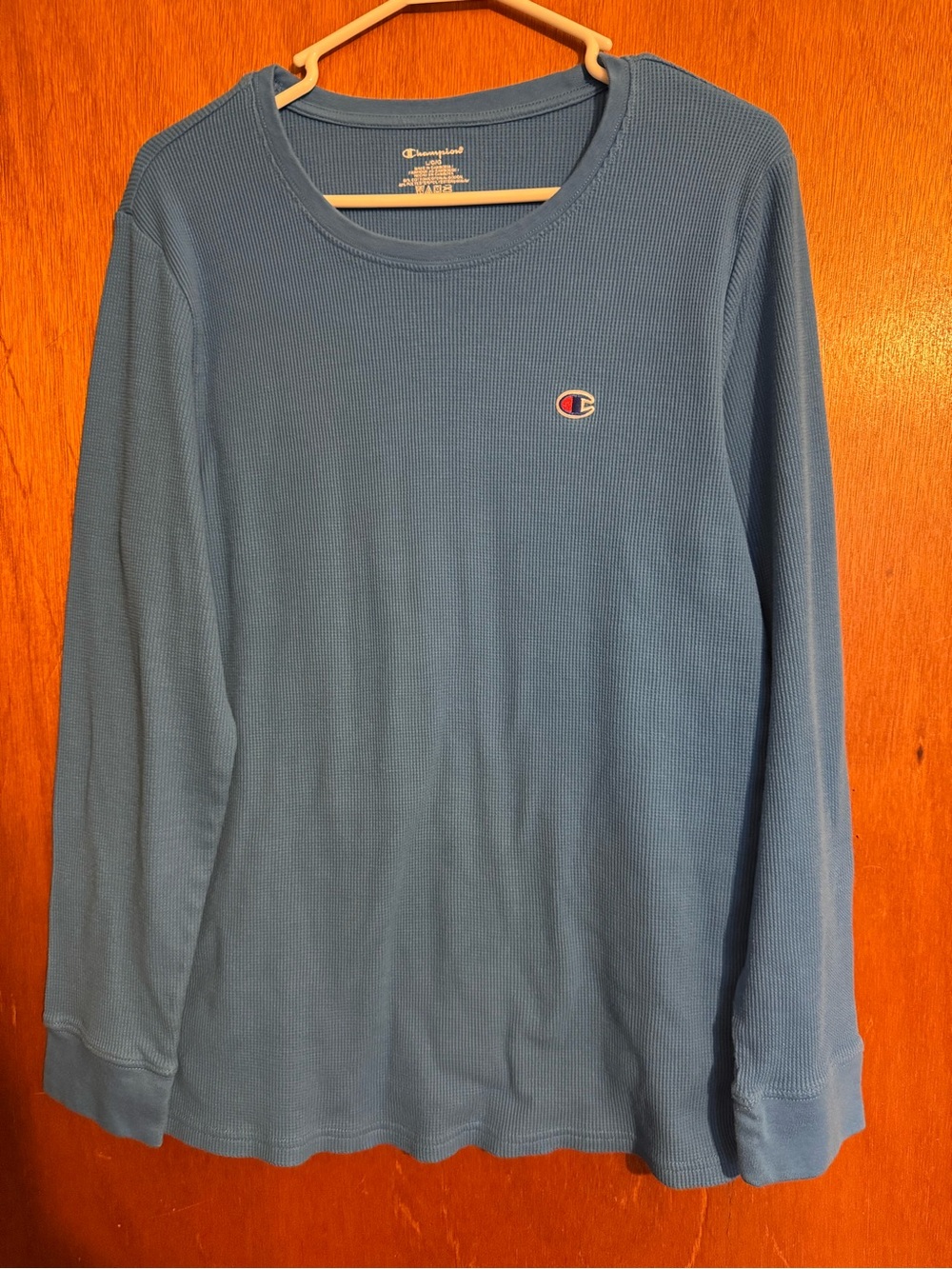 Champion Men's Blue Waffle Knit Thermal Shirt